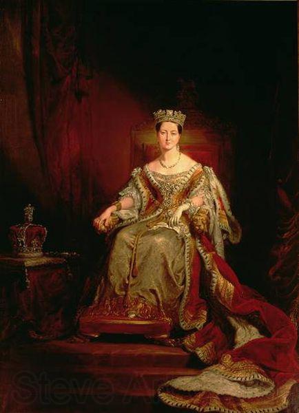 George Hayter Queen Victoria seated on the throne in the House of Lords Norge oil painting art